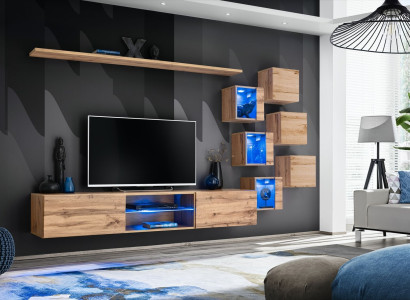 Braun Wohnwand Wohnzimmermöbel Wand Schrank Luxus Set Neu Holzmöbel